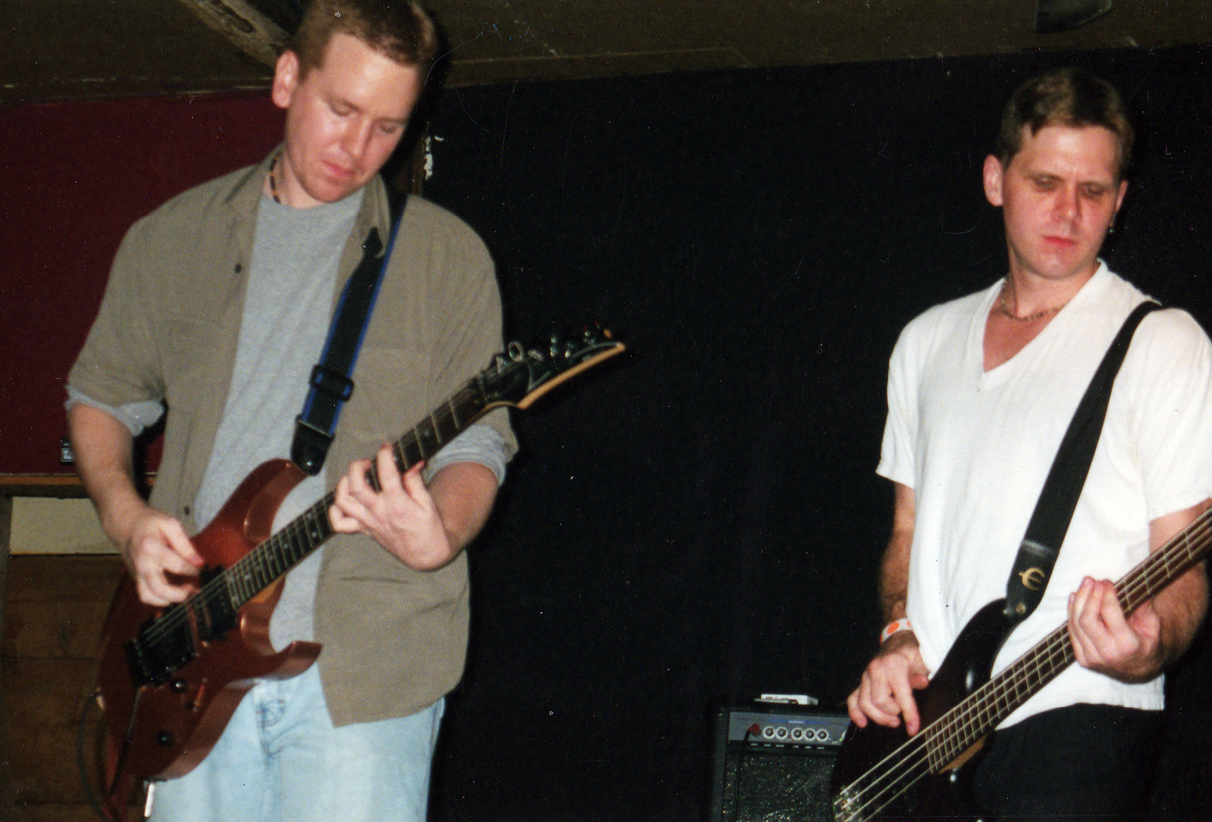 Guitar and bass at Fitzgerald's, December 2000